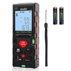 atolla Laser Entfernungsmesser messger&auml;t bis zu 60m/&plusmn;2mm Messung von Distanz Fl&auml;che Volumen mit M/In/Ft Datenspeicherfunktion(Bruchzahl m&ouml;glich) LCD Hintergrundbeleuchtung Staub und Wasserschutz IP54