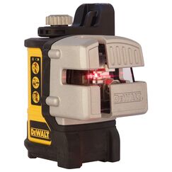 DEWALT Kreuzlinien-Laser (selbstnivellierend, 1x horizontale und 2x vertikale Laserlinien, Laserfarbe rot, 3-Tasten-Bedienung, inkl. Wandhalterung, Batterien und Transportkoffer) DW089K