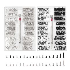 YIXISI 1000 St&uuml;ck Kleine Schrauben Sortiment Kit, M1.2 M1.4 M2 Winzige Mikroschrauben, Edelstahl Winzige Reparaturschrauben Set mit Schraubendreher, Silber und Schwarz