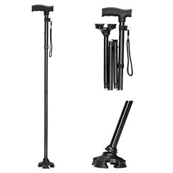 supregear Gehstock f&uuml;r M&auml;nner und Frauen &ndash; Verstellbar Faltstock, Leicht, Selbststehender, Antirutsch Gehstock mit T-Griff und Anti-Lost Wrist Strap f&uuml;r Senioren und Erwachsene