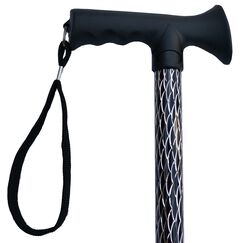 Luxuri&ouml;ser Damen-Gehstock mit Gravur, ge&auml;tzt, verstellbar, mit weichem Gel-Griff, ergonomischer Griff f&uuml;r Damen, 64,8 cm &ndash; 90,2 cm, Schwarz