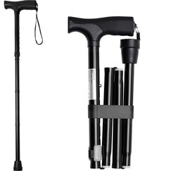 iCatchy Flexibler Gehstock, einfach h&ouml;henverstellbar, zusammenklappbar, ausziehbar, Mobilit&auml;tshilfe, zusammenklappbar, f&uuml;r Unisex, UKCA-zugelassen (schwarz)
