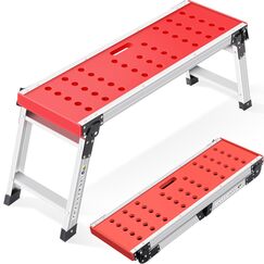 KINGRACK Klappbare Arbeitsplattform, Aluminium Stufenleiter Plattformleiter mit rutschfesten Gummif&uuml;&szlig;en, leichte Stufenleiter mit Sicherheitsschl&ouml;ssern f&uuml;r Haus und Garage - maximale Belastung 150 kg