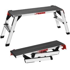 XinSunho Alu Arbeitsplattform, Klappbare Stufenleiter bis 150 kg, Klappleiter mit Sicherheitsschl&ouml;ssern, rutschfeste Trittfl&auml;che, Trittleiter, Pro Work Plattform Leiter f&uuml;r Haus & Werkstatt