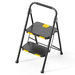 KINGRACK 2 Stufenleiter, 2 Stufen klappbar mit rutschfestem, breitem Pedal und Handl&auml;ufen, leichte Haushaltsleiter f&uuml;r K&uuml;che, Vorratskammer, Schr&auml;nke, B&uuml;ro