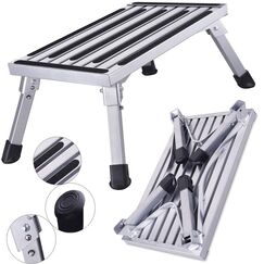 HDM 47x30x23cm Aluminium Klapptritt Trittleiter 1 Stufe Arbeitsplattform Max Belastung 150 kg f&uuml;r K&uuml;che,Bad,Camping und mehr, faltbar Hocker Leiter mit Anti-rutsch Matte