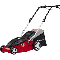 Einhell Elektro Rasenm&auml;her GC-EM 1536 (1.500W, 36cm Schnittbr., 38L Fangbox, 25-65mm Schnitth., klappb. F&uuml;hrungsholm, leicht und robust) Schwarz, Rot