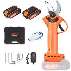Professionelle Elektrische Astschere, Bravolu Mini Elektro Astschere mit 21V Batterie 2 St&uuml;ck 2000mAh Lithium-Batterie, 30mm Gartenschere Elektrisch Gartenschere f&uuml;r Hecke, Baum, Obst
