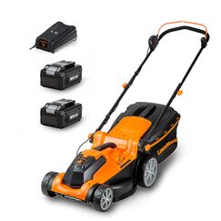 LawnMaster CLMF2437G Akku-Rasenm&auml;her 24V Max 2x4.0Ah Batterie, 37cm 300m&sup2; Mulchen 40L, 22-72mm 6-Stufige Schnitth&ouml;henverstellung