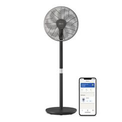Philips Smart Standventilator Serie 3000. Starke & extrem leise SilentWings-Technologie. 19 dB. 2-in-1-Tisch- & Standventilator. Neig- & drehbar. App-Steuerung. 12-St.-Timer. Schwarz (CX3550/01)