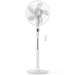 Pro Breeze 40 cm Standventilator mit DC Motor, Doppelfl&uuml;gel Technologie, Ventilator mit Fernbedienung & LED Display, 26 L&uuml;ftergeschwindigkeiten, 90&deg; Oszillation, 24h Timer, h&ouml;henverstellbar, Wei&szlig;