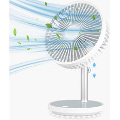 memumi Standventilator USB Ventilator,H&ouml;henverstellbarer Tischventilator mit Nachtlicht,4 Geschwindigkeitsstufen |&Uuml;ber USB aufladbar, Tischventilator f&uuml;r Haus & B&uuml;ro - wei&szlig;