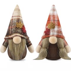 Gehydy Deko Herbst Wichtel Figuren 2er Set Herbstdeko Wichtel Dekoration Autumn Zubeh&ouml;r f&uuml;r Home K&uuml;che