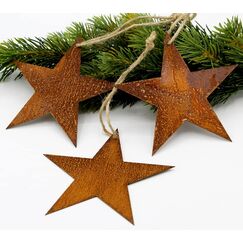 LB H&F 3er Set Weihnachtsdeko Sterne Stern Rost Dekoh&auml;nger Anh&auml;nger H&auml;ngedeko Herbst Dekoration (Anh&auml;nger Stern Rost)