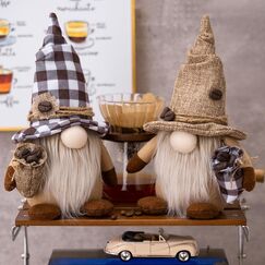 ACAREY 2 St&uuml;ck Kaffee Wichtel Herbstdeko Wichtel Sommer Herbst Deko Wichtel Figuren Erntedankfest Pl&uuml;sch Ornament Schwedischer Tomte Wichtel f&uuml;r Kaffeestation, Rudolph Puppe Figure f&uuml;r K&uuml;che