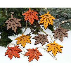 9er Set Anh&auml;nger Blatt Ahorn Herbst Deko Holz Herbstanh&auml;nger Holzanh&auml;nger Dekoanh&auml;nger Herbstbl&auml;tter (Bl&auml;tter)