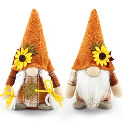 Godeufe 2 St&uuml;ck Herbstdeko Wichtel Figuren Deko Herbst Dekoration Autumn Zuhause Elf Statue Tomte Urlaub K&uuml;che Gestuftes Tablett Party-Dekorationen