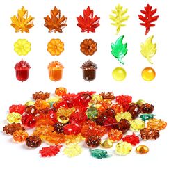 Kesote Herbst Deko Streudeko K&uuml;rbis Tischdeko Schmuck Thanksgiving Miniatur Klein Figur Ahornblatt Acryl Mini Zubeh&ouml;r Erntedankfest zum Basteln Halloween (90 PCS)