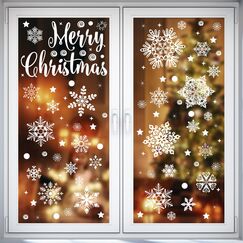 275 Fensterbilder Weihnachten Selbstklebend, Moxled Schneeflocken Fensterdeko Weihnachten, Wiederverwendbar Statisch Haftende PVC Aufkleber f&uuml;r Fenster T&uuml;r Winter Schneeflocken Weihnachtsdeko