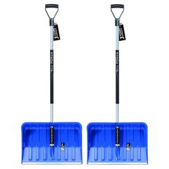 2X Schneeschaufel mit ergonomischem Griff - Schneer&auml;umer f&uuml;r kleine und gro&szlig;e Schneemengen &ndash; Kunststoff-Blatt, Aluminiumkante, Aluminium-Stiel