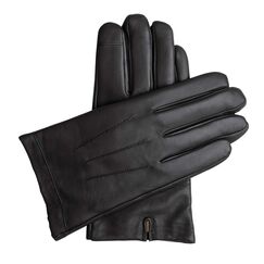 Downholme Touchscreen-Lederhandschuhe mit Innenfutter aus Kaschmir f&uuml;r Herren (Schwarz, L)