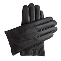 Downholme Klassische Lederhandschuhe mit Innenfutter aus Kaschmir f&uuml;r Herren (Schwarz, S)