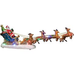 Konstsmide LED Szenerie Weihnachtsmann im Schlitten mit Rentieren, 10 bunte Dioden, batteriebetrieben, Innen - 4205-000, Mehrfarbig