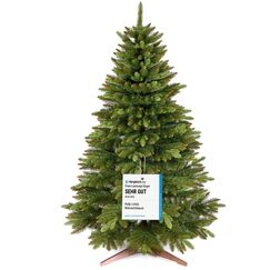 Premium Weihnachtsbaum k&uuml;nstlich 180cm - TESTSIEGER 10 Jahre GARANTIE - Naturgetreu, dichte Zweige, K&uuml;nstlicher Weihnachtsbaum mit Holzst&auml;nder, Christmas Tree Tannenbaum k&uuml;nstlich 180 cm Pure Living