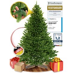 ArtiTree K&uuml;nstlicher Weihnachtsbaum 180 cm &ndash; 100 % Spritzguss Nordfichte | Premium Tannenbaum naturgetreu inkl. FSC-Holzst&auml;nder & Aufbewahrungstasche
