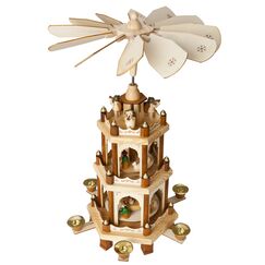 BRUBAKER Weihnachtspyramide Holzpyramide - Natur - 3 Etagen - 45 cm H&ouml;he - handbemalte Figuren