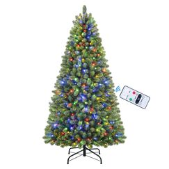 SHareconn 180cm Weihnachtsbaum k&uuml;nstlich Scharnier Weihnachtsbaum mit Beleuchtung 330 Warmwei&szlig;en und Mehrfarbigen Lichtern，8 Transformationsmodi，1018 Zweigspitzen und Faltbarem Metallst&auml;nder