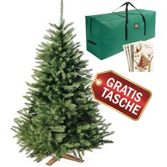 Wolkenland K&uuml;nstlicher Weihnachtsbaum 180cm, in Premium Qualit&auml;t - Mit Aufbewahrungstasche und Holzst&auml;nder &ndash; Naturgetreu und mit dicht best&uuml;ckten Zweigen &ndash; K&uuml;nstliche Weihnachtsb&auml;ume