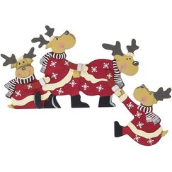 khevga Weihnachtsdeko Purzelnde Elche f&uuml;r T&uuml;rrahmen-Deko aus Holz (Purzelnde Elche)