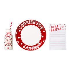 Pearhead Christmas Cookies for Santa Plate, Milk Jug and Dear Notepad Set, Gift For Kids, Holiday Decor