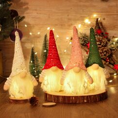 MTaoyac Weihnachtsdeko Wichtel 4Set,Weihnachtsbaumschmuck mit LED Warmwei&szlig;,Schwedischen Weihnachtsmann Santa Tomte Gnom,mit Geschenkbox Christmas Decorations f&uuml;r Weihnachtszwerg
