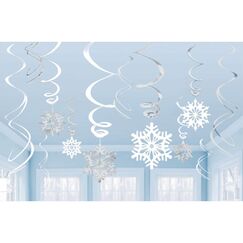 Amscan 679497 - Deko Spiralen Schneeflocken, L&auml;nge ca. 61 cm, H&auml;ngedekoration, Weihnachten, Party, 90g