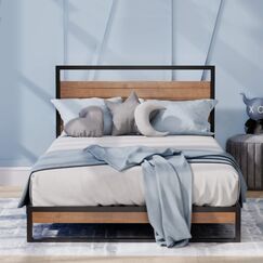 Zinus Suzanne 18 cm Bettrahmen aus Metall und Holz | Massivholz & Stahlkonstruktion | Holzlattenunterst&uuml;tzung | F&uuml;r Erwachsene, Kinder, Jugendliche | Einfache Montage | 90 x 200 cm | Kastanienbraun