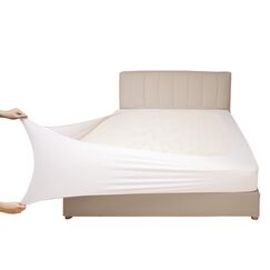 Mrs Awesome Stretch-Jersey-Boxspring-Bezug, Bettvolant-Alternative, ultraweich und knitterarm, Doppelbett/Doppelbett XL, Wei&szlig;