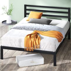 Zinus Mia Modern Studio 35,5 cm Plattform 1500H Metallbettrahmen/Matratzenbasis/Keine Boxspring erforderlich/Stabiler Holzlattenrost/Schnelle, einfache Montage/ 140 x 200 cm