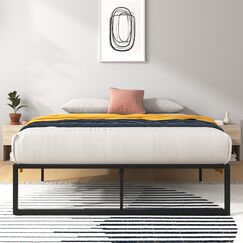 Zinus Lorelai Bett 180x200 cm &ndash; Bettrahmen H&ouml;he 36 cm mit Stauraum unter dem Bett &ndash; Plattbettrahmen aus Metall &ndash; Schwarz