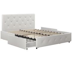 DHP Furniture Dakota Bett mit Stauraum, wei&szlig;es PU, King Size