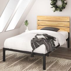 ZINUS Paul 36 cm Bettrahmen aus Metall und Holz | Holzlattenrost | F&uuml;r Erwachsene, Kinder, Jugendliche | Einfache Montage | 90 x 200 cm | Natur