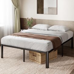 Zinus Van Doppelbettrahmen &ndash; Bett 135 x 190 cm &ndash; 41 cm H&ouml;he mit Unterbettkommode &ndash; Metallplattform-Bettrahmen mit Stahllattenst&uuml;tze &ndash; Schwarz