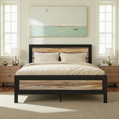 Urest Queen-Size-Bettgestell mit Kopfteil/Plattformbett/Metallbettrahmen/Starke Lattenstütze/Keine Boxspringfeder nötig, Schwarz