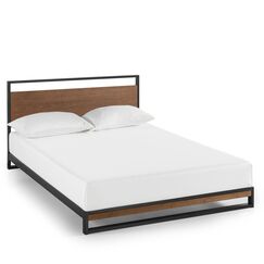 ZINUS Suzanne 37 Zoll Metall und Holz Plattform Bettrahmen/Massivholz & Stahl Konstruktion/Keine Boxfeder ben&ouml;tigt/Holzlattenst&uuml;tze/Einfache Montage Kastanienbraun Voll