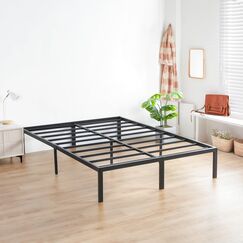 Olee Sleep 14 Inch Heavy Duty Steel Slat/Anti-Slip Support/Easy Assembly/Mattress Foundation/Bed Frame/Maximum Storage/Noise Free/No Box Spring Needed, Black