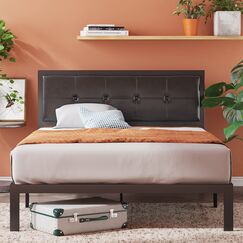 Zinus Cherie Faux Leather Classic Platform Bed Frame with Steel Support Slats, Full