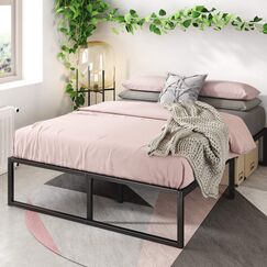 Zinus Caleb Bett - Bett mit Stauraum unter dem Bett - Metall-Plattformbettrahmen - Schwarz