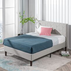 Zinus Shalini Upholstered Diamond Stitched Platform Bed/Mattress Foundation/Easy Assembly/Strong Wood Slat Support/Sage Grey, Queen