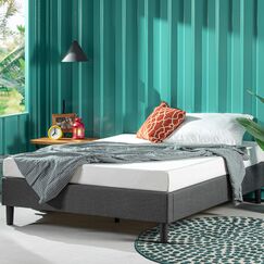 Zinus Curtis Essential Upholstered Platform Bed Frame/Mattress Foundation/Easy Assembly/Strong Wood Slat Support, Full